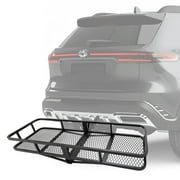 Kojem Hitch Cargo Carrier Rack 60"x21"x6" for 2"x2" Hitch Receiver Van SUV Truck Trailer 550lbs Folding Rear Luggage Basket Hitch Mount Cargo Rack