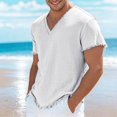 thumbnail image 2 of Ulitacool Mens T Shirts Summer Round Neck Loose Fit Short Sleeve Solid Color T Shirt Simple Clothing White, 2 of 4