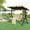Khaki, variant on AODAILIHB Outdoor 3-Seat Swing, Patio Swing Chair with Adjustable Canopy and Cup Holder for Backyard, Garden, Poolside, Blue