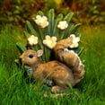 thumbnail image 3 of DSstyles Solar garden statues for outdoor decoration, squirrel hugging flowers with solar LED lights, gardening gift for patio courtyard lawn porch decoration, 3 of 8