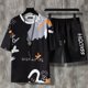 thumbnail image 5 of Camisetas y pantalones cortos deportivos para gimnasio, trajes para hombre, ropa de verano de gran tamaño de color caqui, conjunto moderno de 2 piezas, conjuntos para hombre, moda barata 5xl 2024, 5 of 5