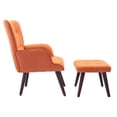 thumbnail image 5 of Accent Chair with Ottoman, Modern Velvet Button Tufted Wingback Lounge Chair Armchair with Footrest, Upholstered Single Sofa Leisure Chair Reading Chair with Solid Wood Legs for Bedroom, Orange, 5 of 7
