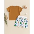 thumbnail image 5 of vera natura Toddler Boys Summer Outfits Letter Golf Car Print Short Sleeve T-Shirts Tops Elastic Waist Shorts 2Pcs Clothes Set, 5 of 8