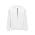 thumbnail image 4 of 1/2 Zip Pullover Hoodies Womens Trendy Waffle Knitted Sweatshirt with Pocket Loose Casual Drawstring Hooded Top (L, White), 4 of 6
