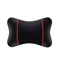 thumbnail image 3 of Almohada para el cuello del asiento del automóvil, reposacabezas, cojín de apoyo, asiento tejido de cuero PU, almohada de seguridad negra para automóvil, accesorios para automóvil, 3 of 5