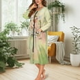 thumbnail image 5 of Yuyamidu Rabbit Long Bathrobe for Women Lily Robe Sleepwear Green Crewneck Spa Robes Size 4XL Easter Mid-Length Kimono Robes Casual Long Sleeves Loungewear Dress, 5 of 7