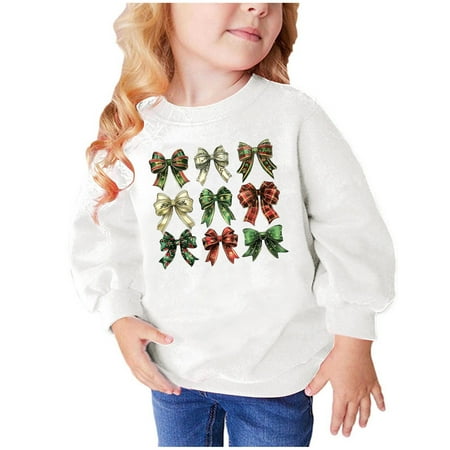 

GA WEIHUA Online Deals Toddler Girls Christmas Sweatshirts Kids Xmas Gift Sweater Cute Long Sleeve Shirts Winter Crewneck Pullover Tops 2-9T(White 2 Years)