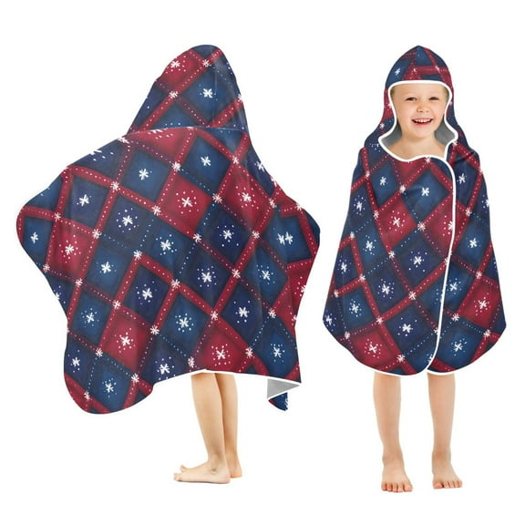 joogoo Snowflakes on Checkered Kids Hooded Beach Towel Baby Bath Towel 23.5"x50"
