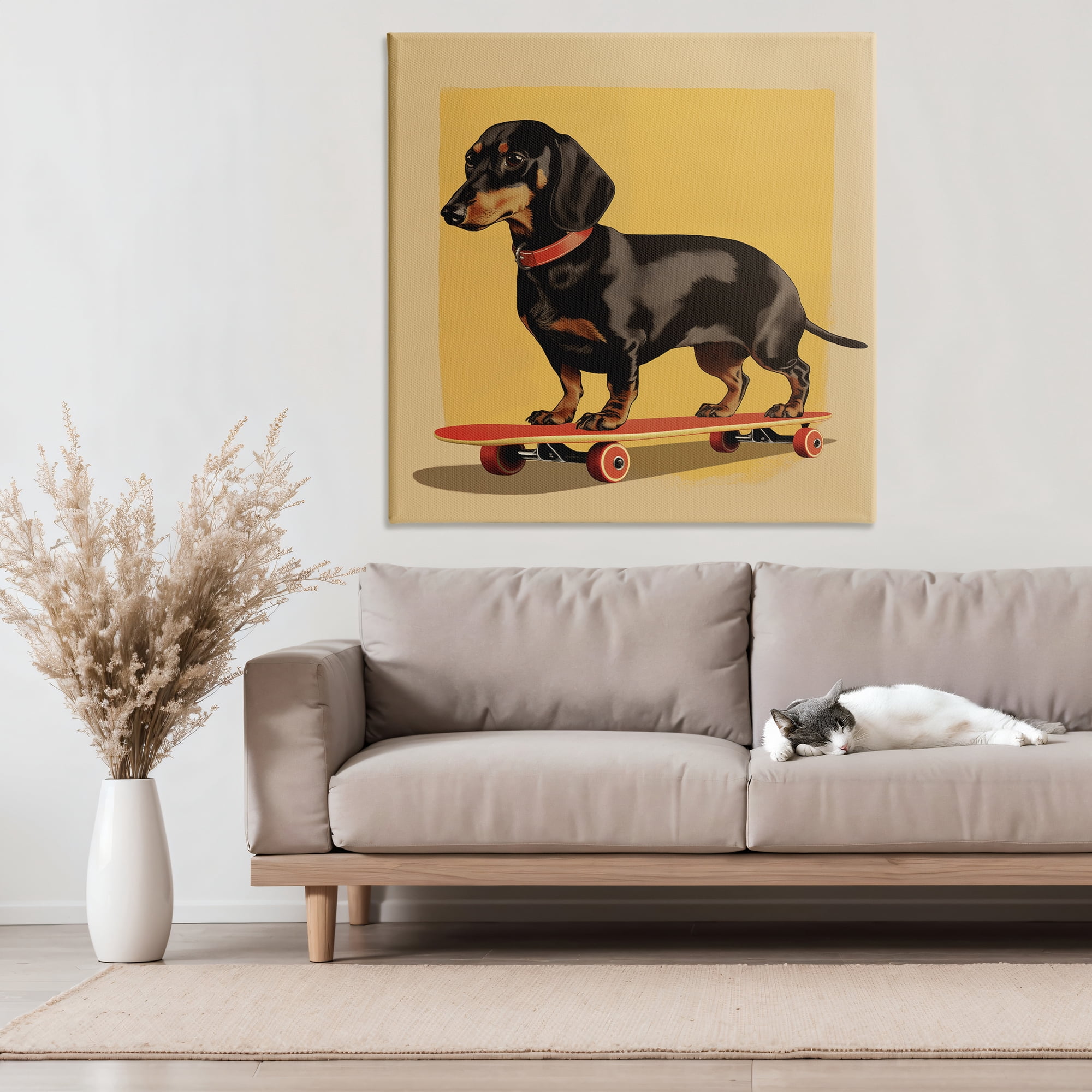 Stupell Industries Dachshund on Red Skateboard Canvas Wall Art, design by Andreas Magnusson