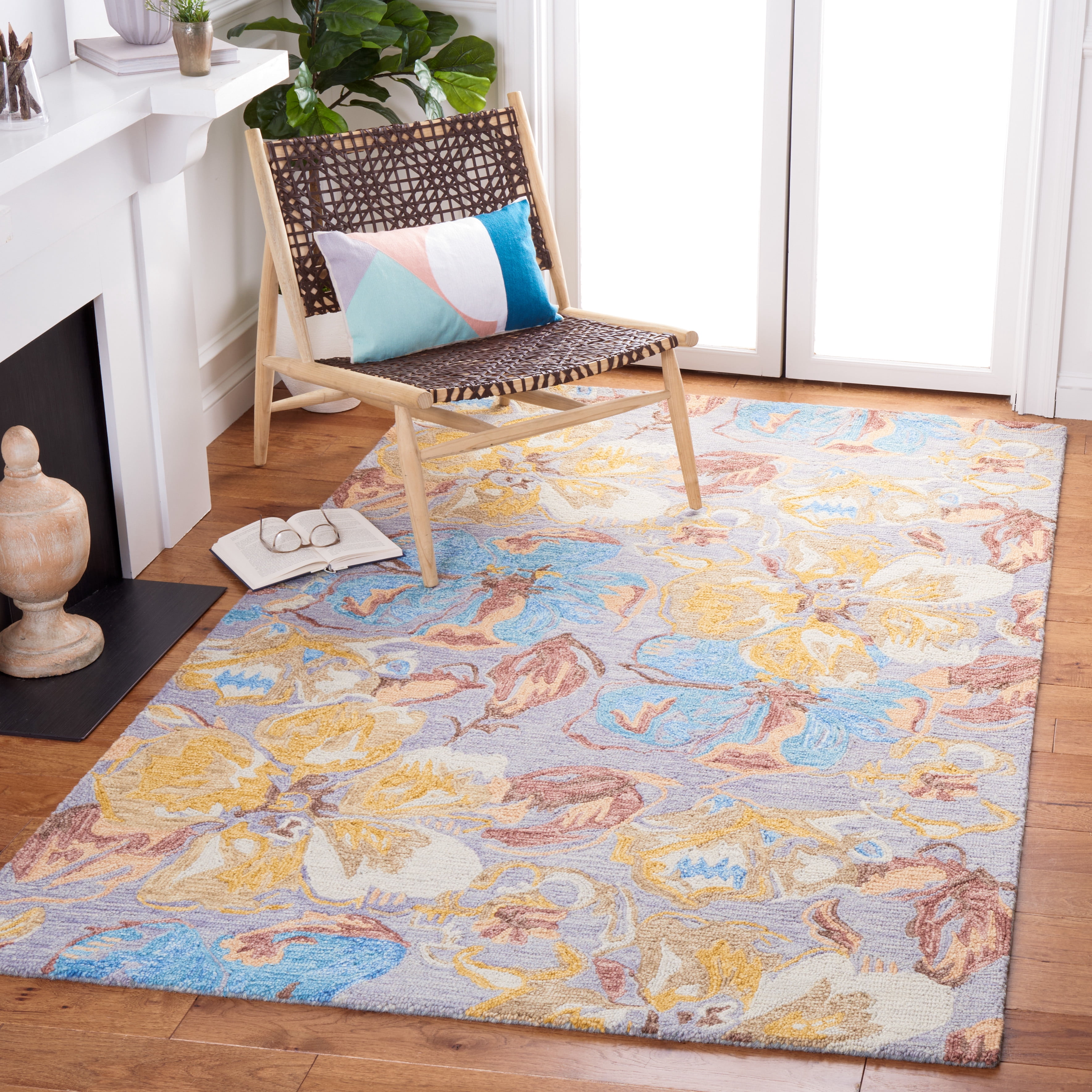 SAFAVIEH Metro ARABESQUE Floral Area Rug, Grey/Yellow, 6' x 9'