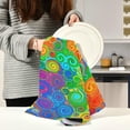 thumbnail image 6 of Abstract Rainbow Curved Stripes Color Line Kitchen Towel, Dish Towels Quick Drying Tea Towels Absorbent Hand Towels for Kitchen Sink Dinner Table 28 x 18 Inches, Set of 1, 6 of 7