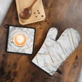 thumbnail image 5 of White Gold Geometric Marble Kitchen Oven Mitt and Pot Holder Sets 2 Pcs for Baking, Cooking and Grilling, Heat Resistant Up To 392 °F, 5 of 7