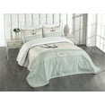 thumbnail image 3 of Ambesonne Nautical Quilted Bedspread Set 3 Pcs, Vintage Marine Anchor, King Size, Seafoam Beige and Black, 3 of 5