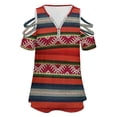 thumbnail image 4 of Peruvian Textile Pattern Womens Summer V Neck Zipper Top Short Sleeve T Shirt Off Shoulder Top Casual Classy Loose Shirts, 4 of 7