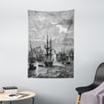 thumbnail image 1 of Antique Tapestry, Departing from Elba Vintage Engraved Illustration History of France Sails Vessels, Wall Hanging for Bedroom Living Room Dorm Decor, 40W X 60L Inches, Black Grey, by Ambesonne, 1 of 2