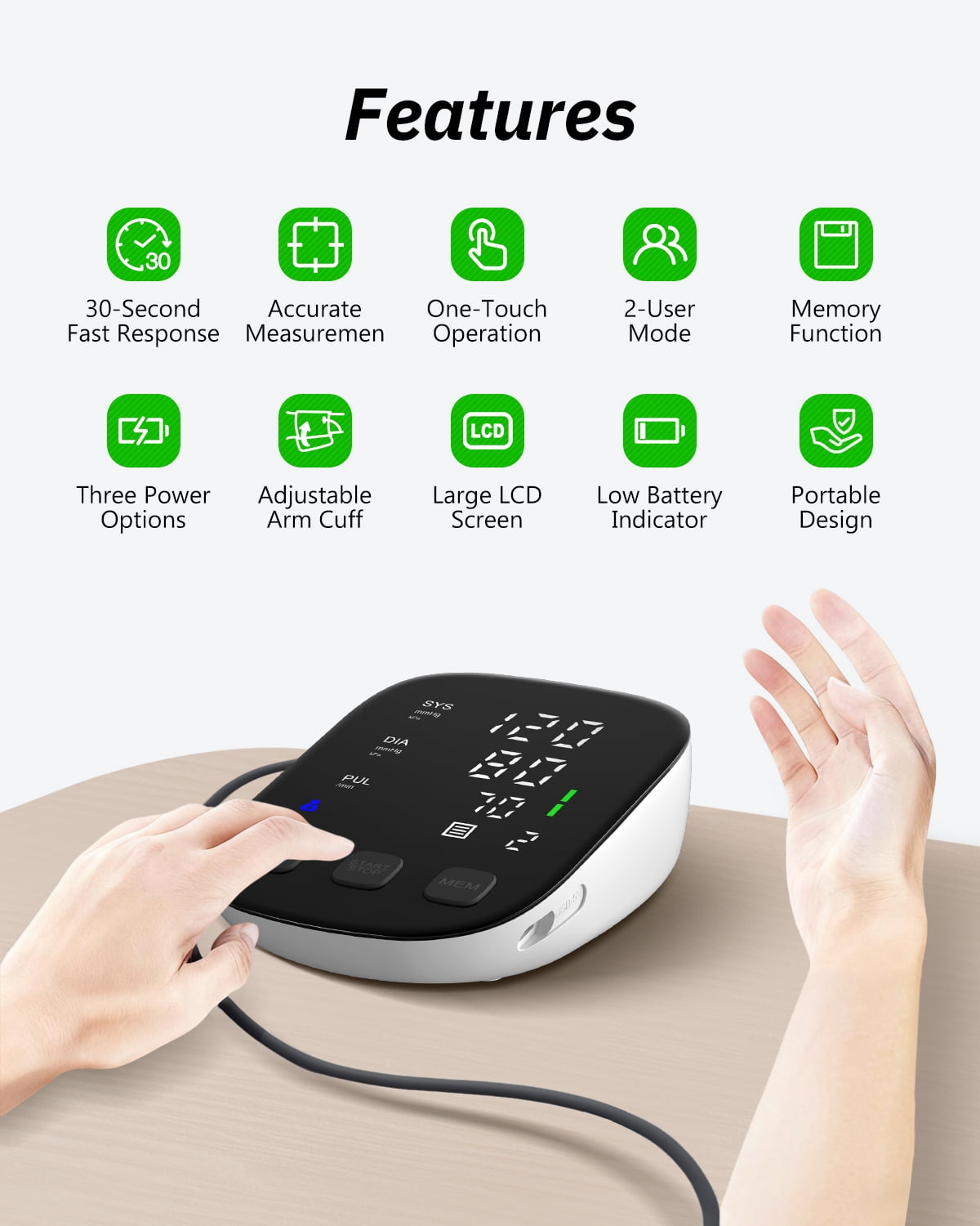 HealthTree Blood Pressure Monitors for Home Use, Adjustable Digital BP Large Cuff