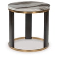 thumbnail image 2 of Signature Design by Ashley Jazmore Modern Round End Table - Marble-Look Top with Brass-Tone Frame, 2 of 6