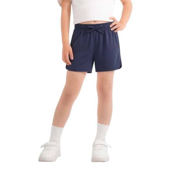 ZHOGXU Kids Baby Girls Summer Sports Shorts Elastic Waist Solid Color Breathable Lightweight Fashion Shorts For Casual Daily Wear ,Navy,6-7 Years