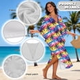 thumbnail image 6 of Xixirimido Colorful Paint Palm Trees Print Womens Plus Size Kaftan Dress V Neck Batwing Sleeve Beach Cover Up Swimsuit Coverups Summer Lounge Caftan Dress, 6 of 7