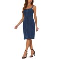 thumbnail image 4 of INSPIRE CHIC Women's Denim Dresses Button Down Sleeveless Sweetheart Neck Midi Jean Dresses XL Dark Blue, 4 of 6
