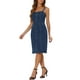 thumbnail image 4 of Vestidos de mezclilla sin mangas con botones para mujer Inspire Chic, escote corazón, midi, color azul oscuro, talla S, 4 of 6