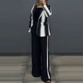 thumbnail image 5 of UAMVSH 2 Piece Blazers Outfits for Women Baggy Striped Color Block Jackets Palazzo Wide Leg Pantsuits with Pockets Lapel Business Dressy Sets(X-LargeWhite), 5 of 5