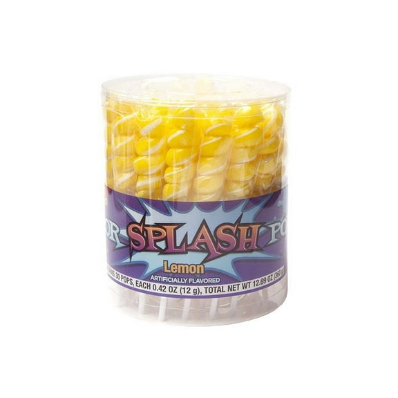 Yellow & White Color Splash Lemon Swirl Lollipops - 30 Count Tub