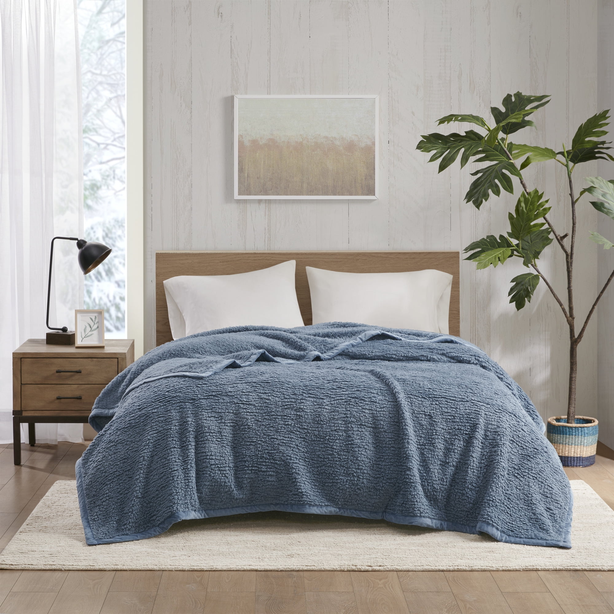 Woolrich Burlington Berber Blanket, King, Blue