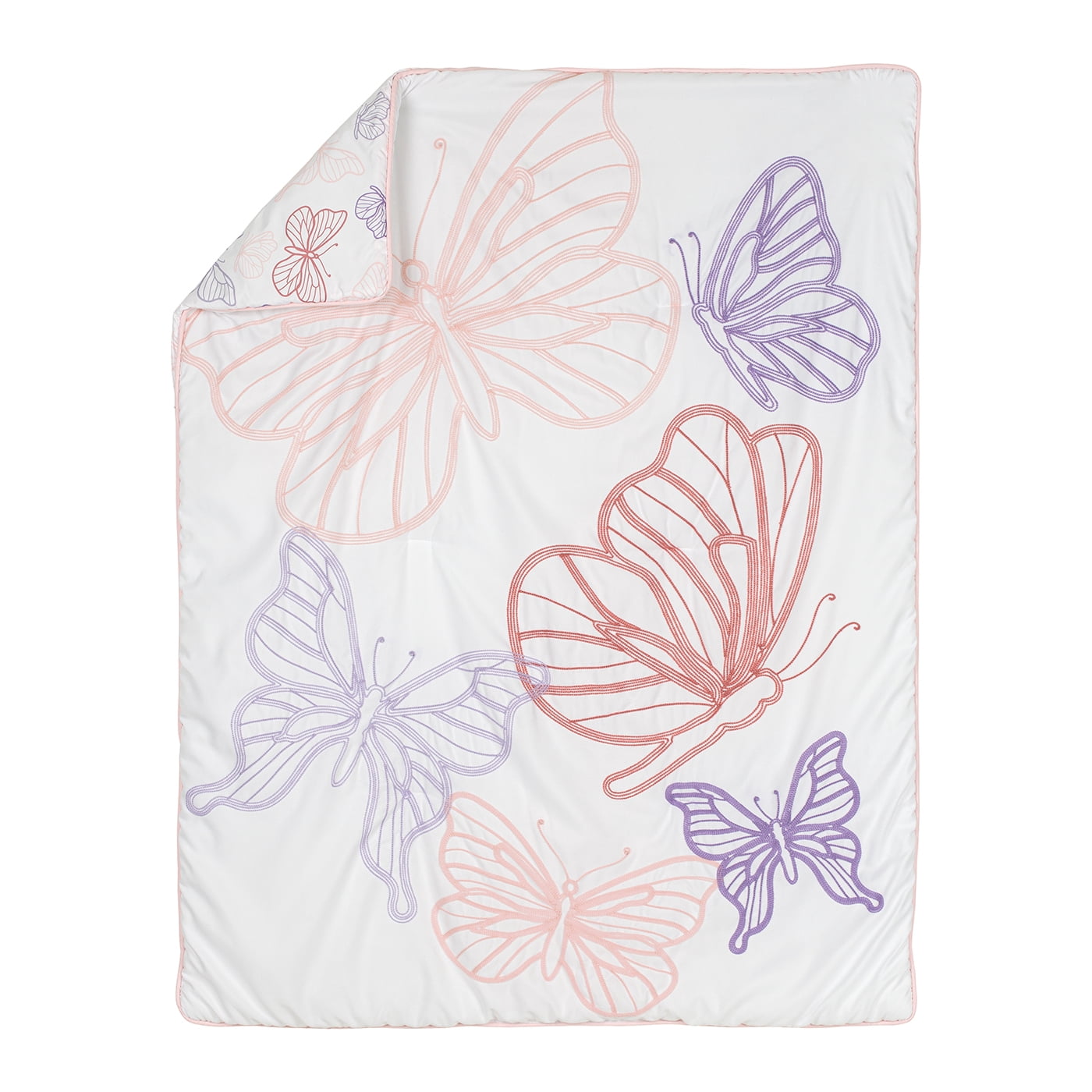 Sweet Jojo Designs Butterfly Pink Purple White 4 Piece Crib Bedding Set