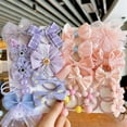 thumbnail image 4 of 10-Piece/Set Little Girl Bowknot Elastic Cute Head Rope Baby Hair Ring Rubber Band Mesh Bow PINK-3, 4 of 8