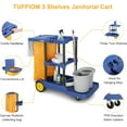 thumbnail image 6 of TUFFIOM  Traditional Cleaning Janitorial 3-Shelf Cart, 500 Lbs Capacity Housekeeping Cart, 42.5" L x 18.7" W x 37.6" H, Wheeled with 22 Gallon Yellow Vinyl Bag and Cover w lid, Blue, 6 of 18