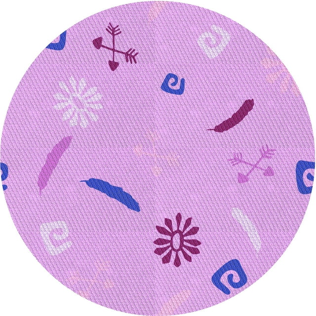 Ahgly Company Machine Washable Indoor Round Transitional Heliotrope Purple Area Rugs, 4' Round
