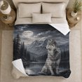 thumbnail image 5 of Arctic Wolf With Wolf And Snowy Pines Snowy Pine Forest Serene Wildlife Art Wildlife Lovers Winter Wilderness Scene Warm Flannel Blanket, Christmas Gift for Cabin and Lodge Home Decor, 5 of 9