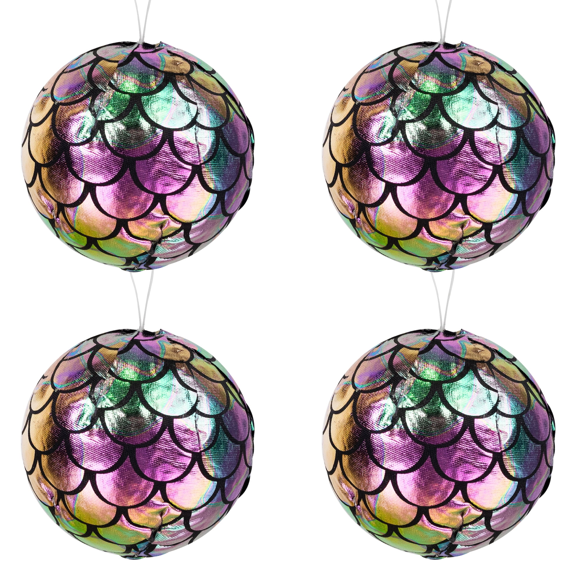 Mermaid Iridescent Christmas Ball Ornaments - 2.75" - Multicolor - Set of 4