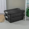 thumbnail image 3 of Sterilite Stackable Storage Bin, 10 Gallon Durable Plastic Storage Tote with Latch Lid, Black, 6 Pack, 3 of 12
