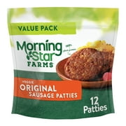 MorningStar Farms Veggie Breakfast Original Meatless Sausage Patties, Vegan Plant Based Protein, 16 oz, 12 Count (Frozen)