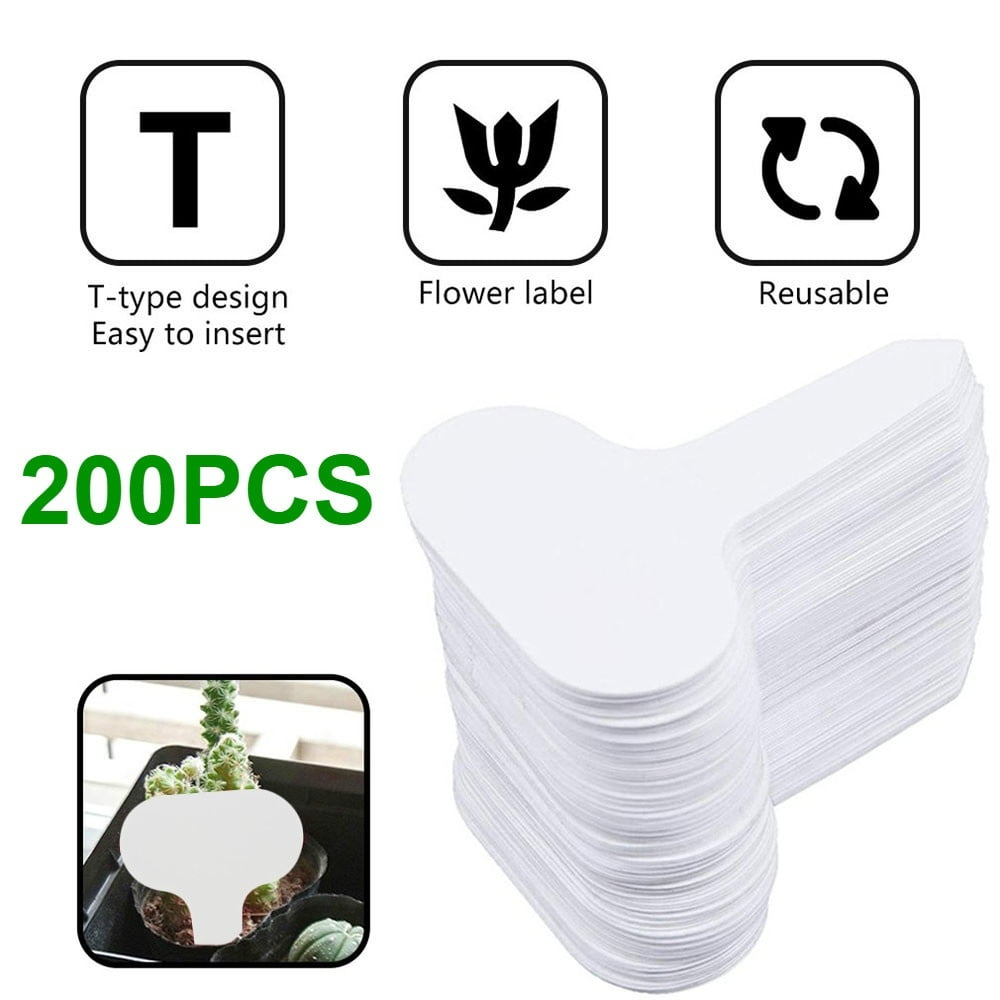 HOTBEST 100/200Pcs Plastic Ttype Garden Tags Plant Flower Label