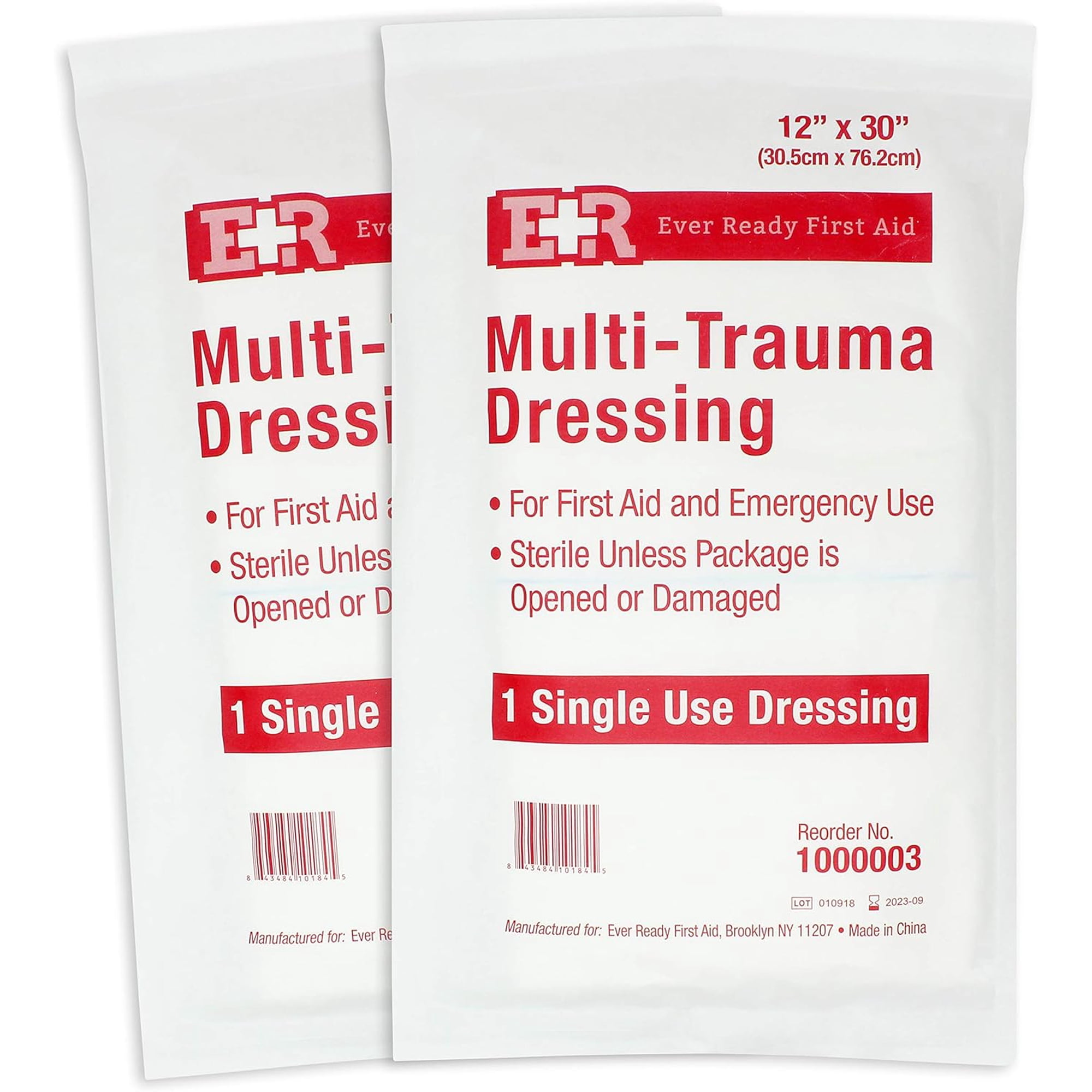 Ever Ready First Aid Multi-Trauma Sterile Non-Woven Dressing 12” x 30” - 2 Count