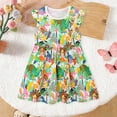 thumbnail image 2 of vigerkar Robe Décontractée pour Filles, Coton Doux à Manches Courtes pour Enfants, Robe Trapèze Respirante Taille 1-7 T (Vert, 1-2 Ans), 2 of 9