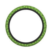 XMXY Car Steering Wheel Cover, Green Leaves Pattern Non-Slip Jeep Truck Universal Elastic Steering Wheel Protector 15 inch