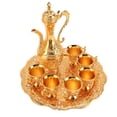 thumbnail image 1 of Alloy Wine Pot Set Vintage Turkish Coffee Tea Pot Set, Rustproof Exquisite Decorative Vintage Coffee Pot Set for Tea Home Party Wedding, Wine Pot with 6 Small Cup and Tray Set, 1 of 7