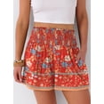 thumbnail image 6 of ANRABESS Shorts for Women Summer Casual High Smocked Waist Wide Leg Lounge Comfy Baggy Shorts 2026 Beach Vacation Clothes Floral Blue Red Medium, 6 of 12