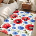 thumbnail image 4 of 3'x5' Area Rugs, Red Poppy Flower Indoor Outdoor Area Rug for Living Room Bedroom, Blue Watercolor Budding Floral Summer Washable Bathroom Rugs Kitchen Floor Carpet Mats Home Decor Aesthetic, 4 of 8