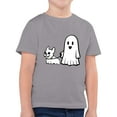 thumbnail image 5 of HCNTES Toddler Baby Girls Boys Halloween Shirts Ghost Pumpkin Graphic T-Shirt Kids Spooky Season Short Sleeve Tee Tops(3-4 Years,O123-Grey), 5 of 5