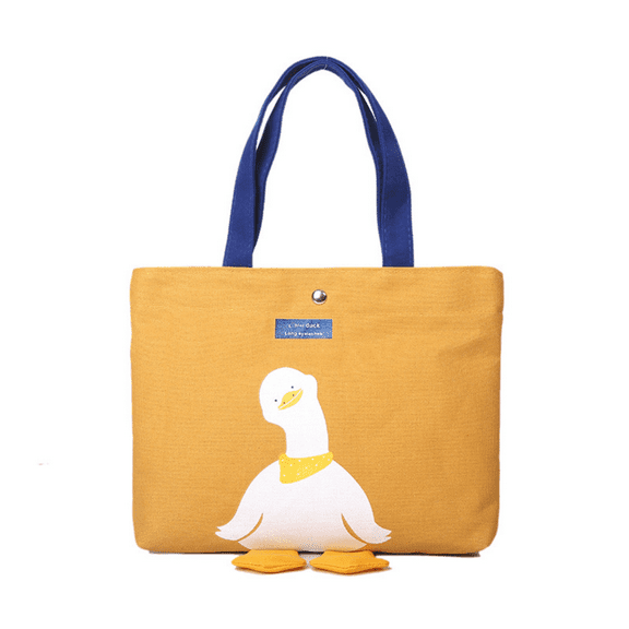 Cute Mini Duck Tote Bag , Small Canvas Tote Bag for Lunch Grocery Shopping and Beach (Yellow)