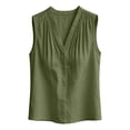 thumbnail image 4 of Cmfcve V Neck Tank Tops for Women Cotton Pleated Front Sleeveless Blouse Dressy Casual Lightweight Summer Shirts, 4 of 8