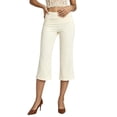 thumbnail image 4 of LMLYSoH Womens Wide Leg Capris Casual Fold Over Waist Stylish Solid Color Mid Rise Cropped Pants, 4 of 5