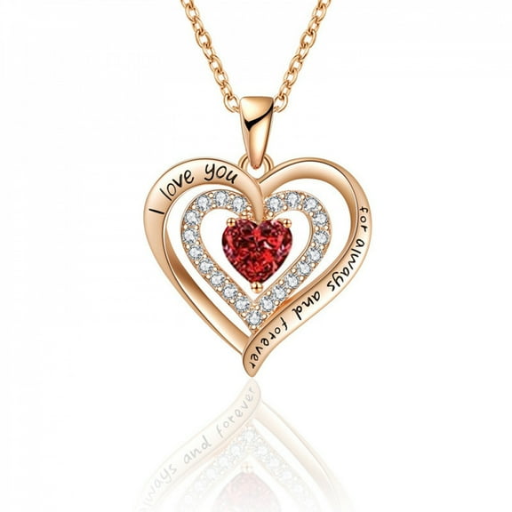 SEPARQI Necklace For Women Rose Gold Heart Pendant Necklace With Moissanite