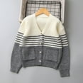 thumbnail image 2 of Fall/Winter Saving! HVOBTTY Toddlers Open Front Short Sweater, Kids Fall and Winter Coats, Kids Fashion Casual Striped Print Versatile Knit Daily Wear Cardigan Sweater Gray, 9-10 Years, 2 of 5