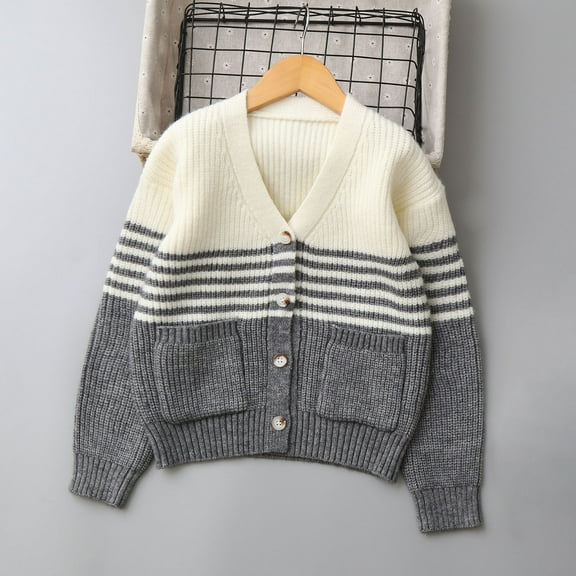 NAISIBABY Boys Cardigan Sweater 12T, with Pockets Long Sleeve Buttons V-Neck Fashion Casual Knit Outwear Gray(5-14T)